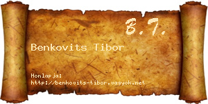 Benkovits Tibor névjegykártya
